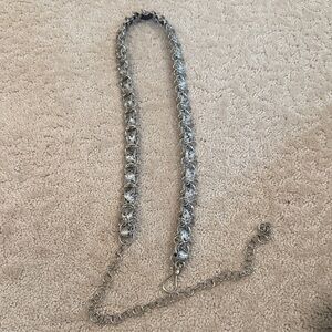 Chic Silver Chain belt with python look